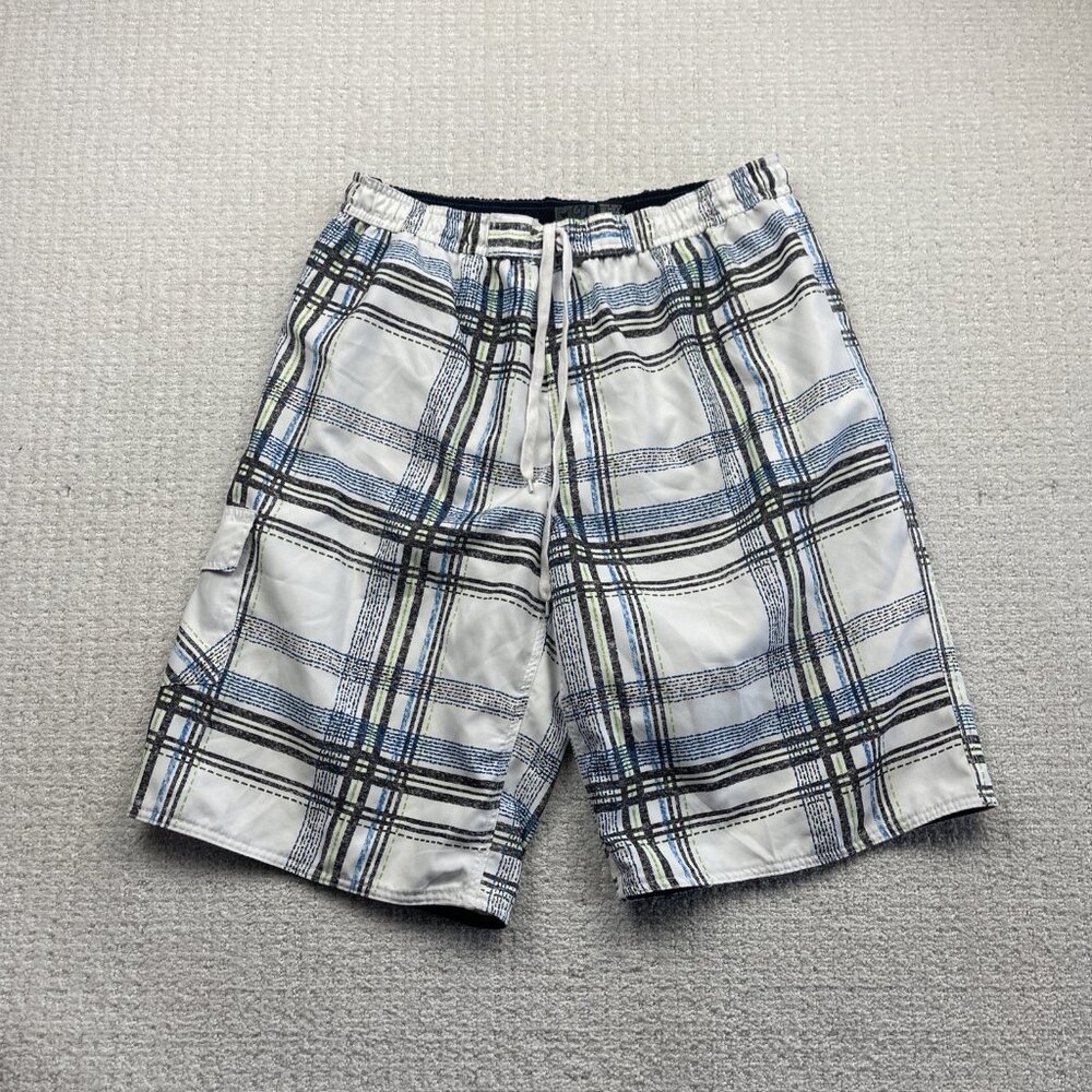 Y2K Burnside Plaid Boardshorts Men's Size L Surfing Swim Grunge Skater 2000's